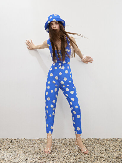 Desenli Slouchy Pantolon
