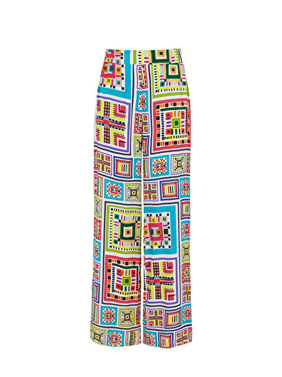Desenli Geniş Paça Pantolon