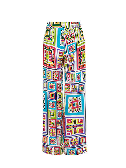 Desenli Geniş Paça Pantolon
