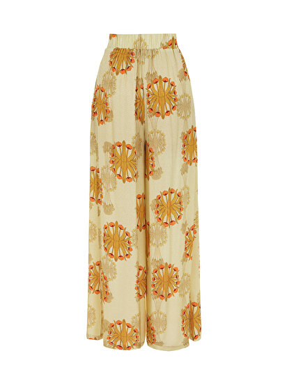 Desenli Geniş Paça Pantolon