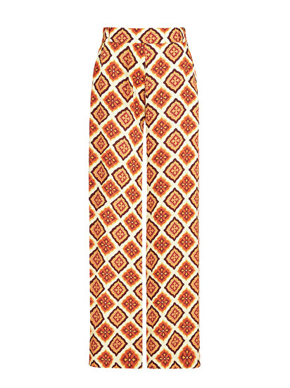 Desenli Geniş Paça Pantolon