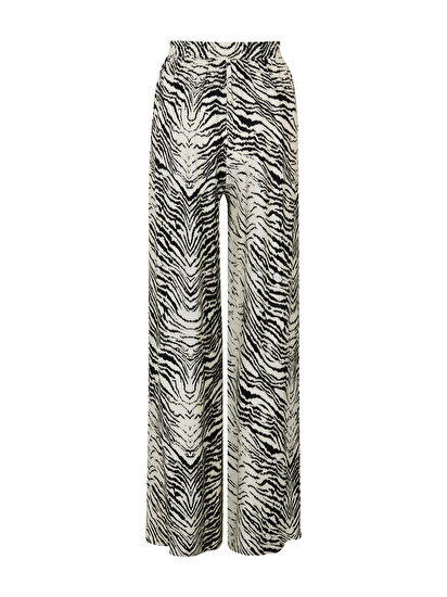 Zebra Desen Geniş Paça Pantolon