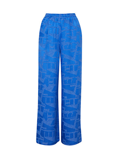 Desenli Geniş Paça Pantolon