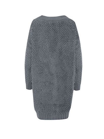 Dokulu Oversize Triko Hırka