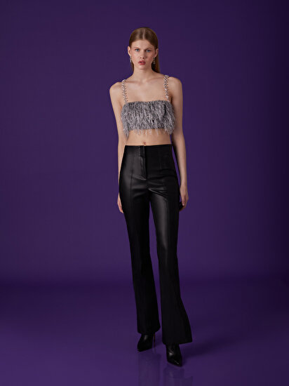 Taş Askılı Crop Top