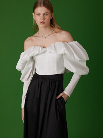 Balon Kollu Crop Top