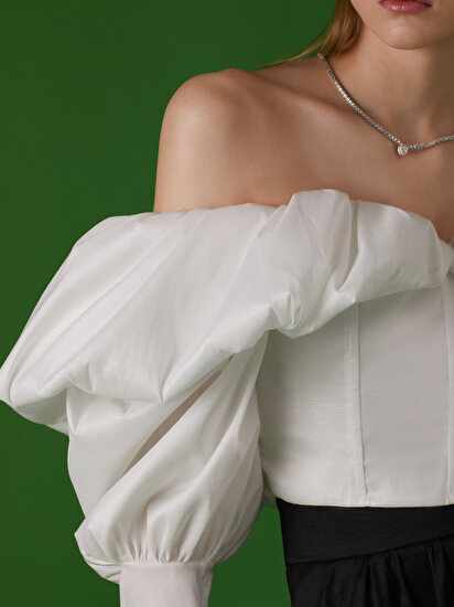 Balon Kollu Crop Top