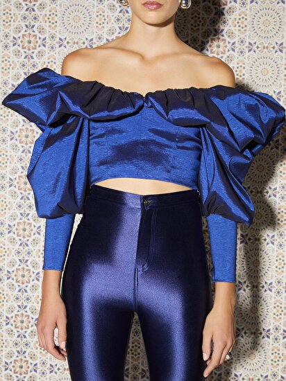 Balon Kollu Crop Top