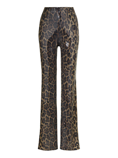 Leopar Desenli İspanyol Paça Pantolon