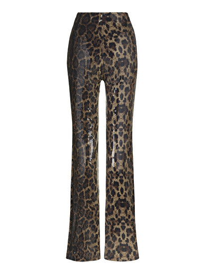 Leopar Desenli İspanyol Paça Pantolon