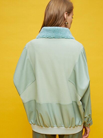 Deri Garnili Oversize Ceket