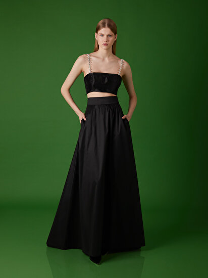 Taş Askılı Crop Top