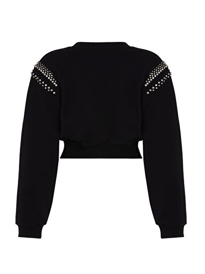 Taş Detaylı Crop Sweatshirt