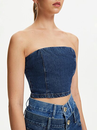 Düz Yaka Crop Top
