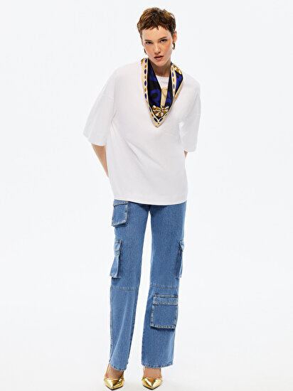 Fular Detaylı Oversize T-Shirt