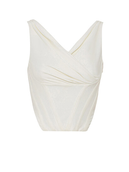 Çapraz Yaka Korse Crop Top
