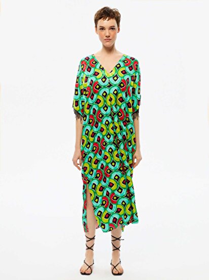 Desenli Dökümlü Kaftan