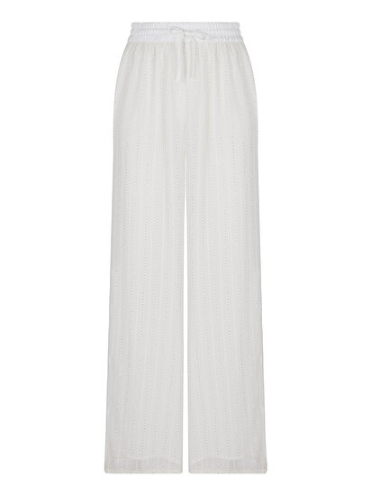Taş Detaylı Geniş Paça Pantolon