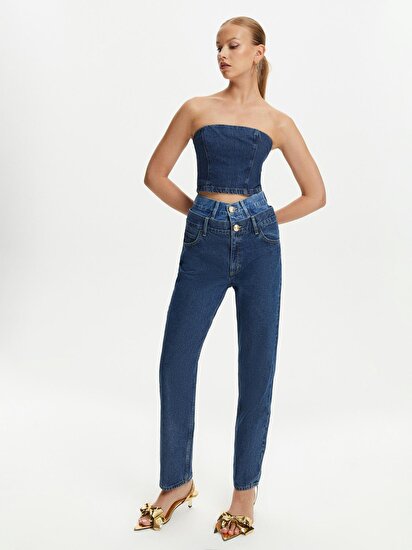 Çift Belli Jean Pantolon