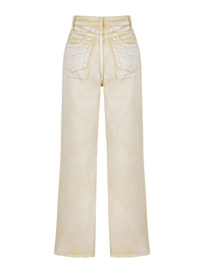 Metalik Görünüm Jean Pantolon