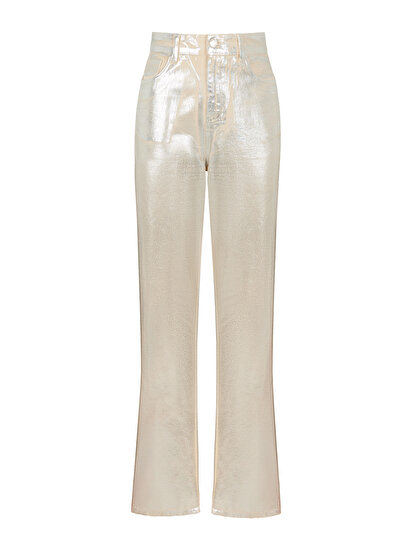 Metalik Görünüm Jean Pantolon