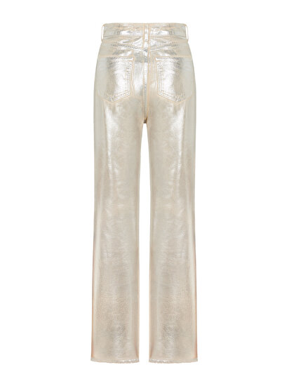 Metalik Görünüm Jean Pantolon