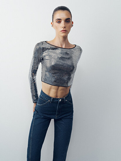 Metalik Jarse Top