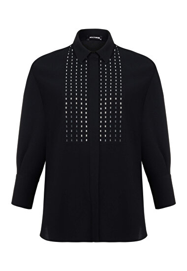 Baget Taşlı Oversize Gömlek