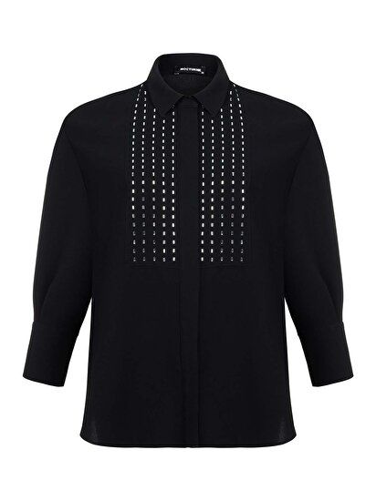 Baget Taşlı Oversize Gömlek
