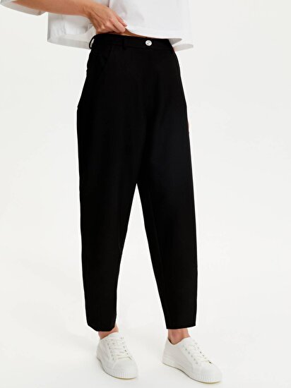 Paçaları Pensli Slouchy Pantolon