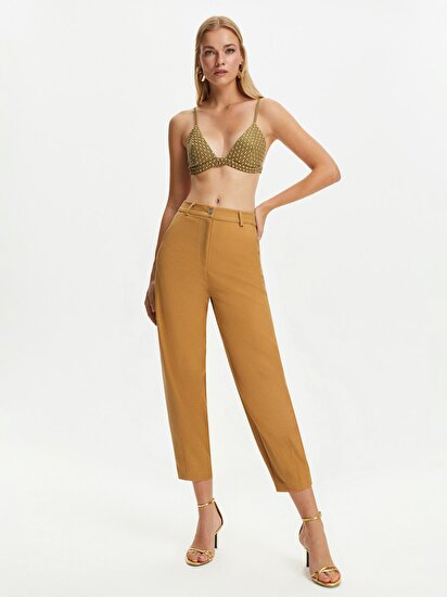 Paçaları Pensli Slouchy Pantolon