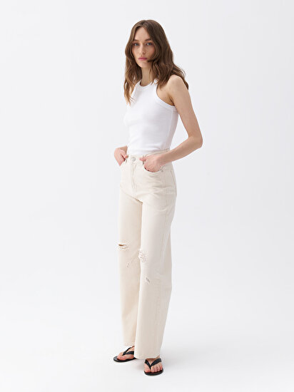 Wide Leg Jean Pantolon