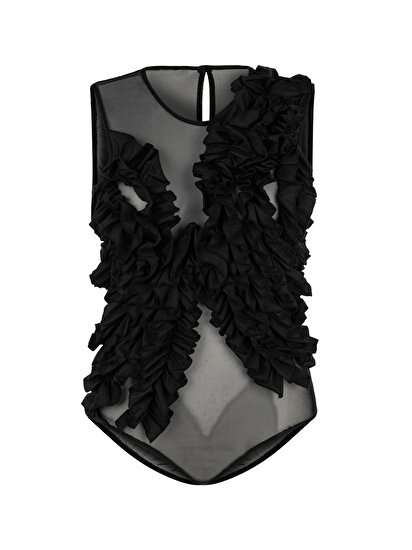 Fırfır Detaylı Tül Body