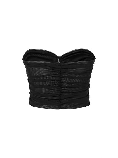 Straplez Tül Crop Top
