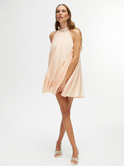Halter Yaka Mini Elbise