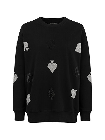 Taş Baskılı Oversize Sweatshirt