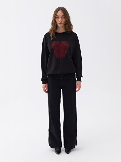 Oversize Taş Baskılı Sweatshirt