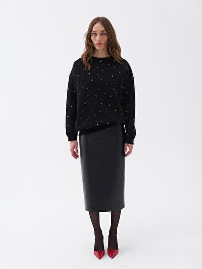 Oversize Taş Baskılı Sweatshirt