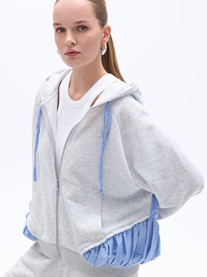 Oversize Fermuarlı Sweatshirt