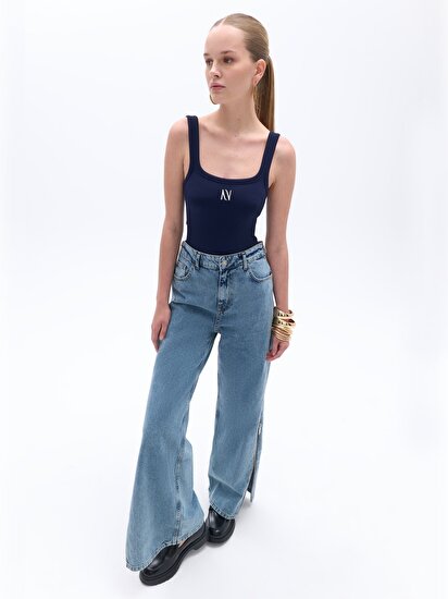 Baskı Detaylı Askılı Crop Top