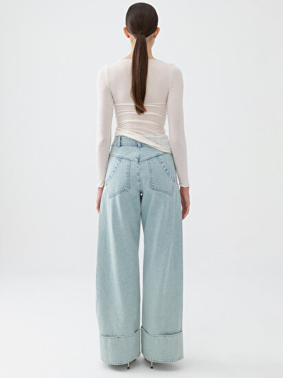 Yüksek Bel Wide Leg Jean Pantolon