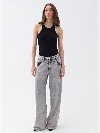 Taş Tasarımlı Boyfriend Jean