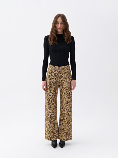 Leopar Desenli Jean Pantolon