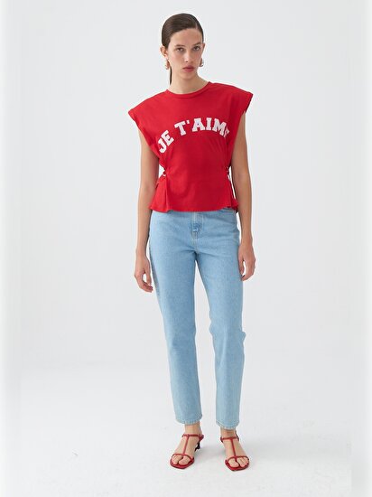 Vatkalı Ayarlanabilir Bel Detaylı T-shirt