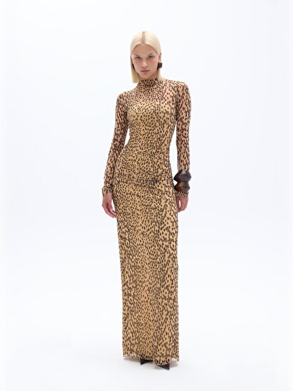 Leopar Desenli Elbise