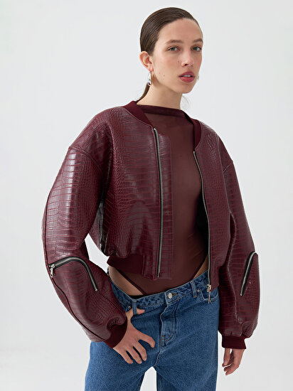 Suni Deri Bomber Mont