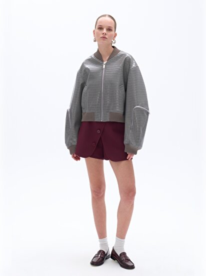 Suni Deri Bomber Mont