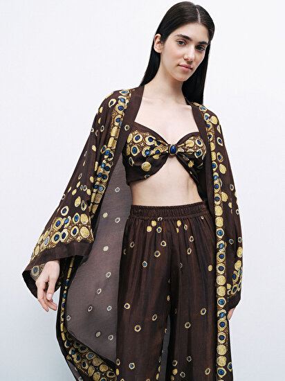 Dökümlü Desenli Kimono
