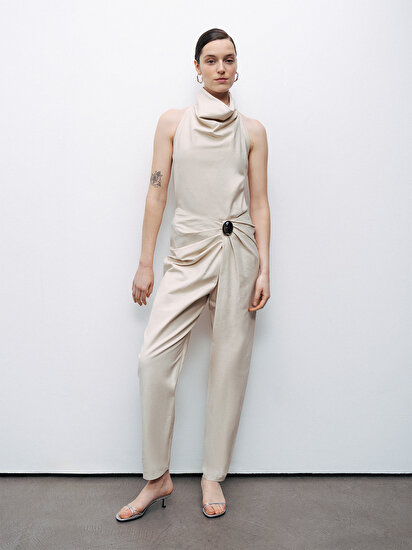 Asimetrik Drape Detaylı Pantolon