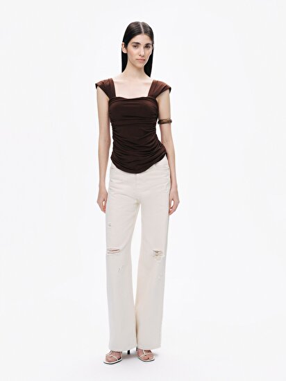 Kalın Askılı Drape Detaylı Bluz